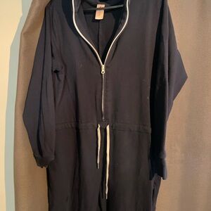 Navy Blue Zip-Up Jumpsuit